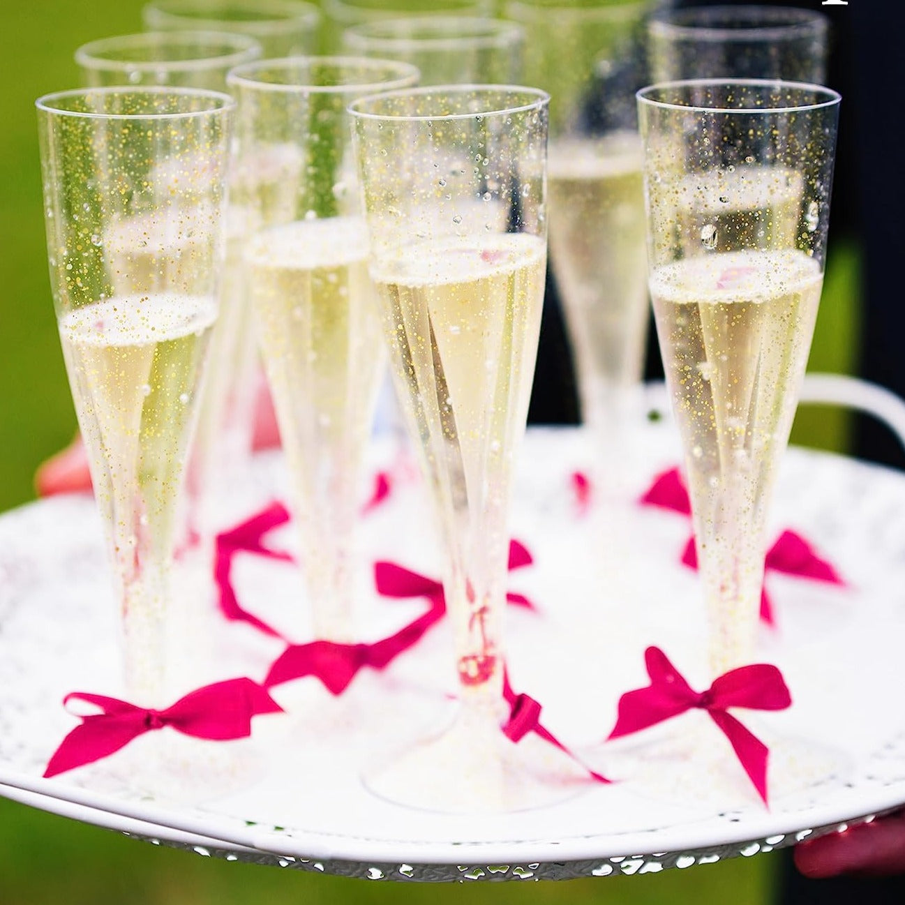 100 Gold Champagne Flutes Elegant Disposable Toasting Glasses for Ga